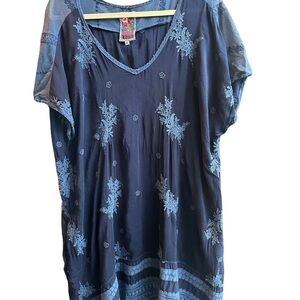 “Johnny Was” Blue Lace, Short Sleeve Tunic. $85